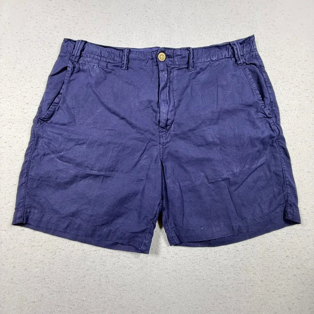 Polo Ralph Lauren Mens Classic Fit Linen Shorts Navy Blue Size 36